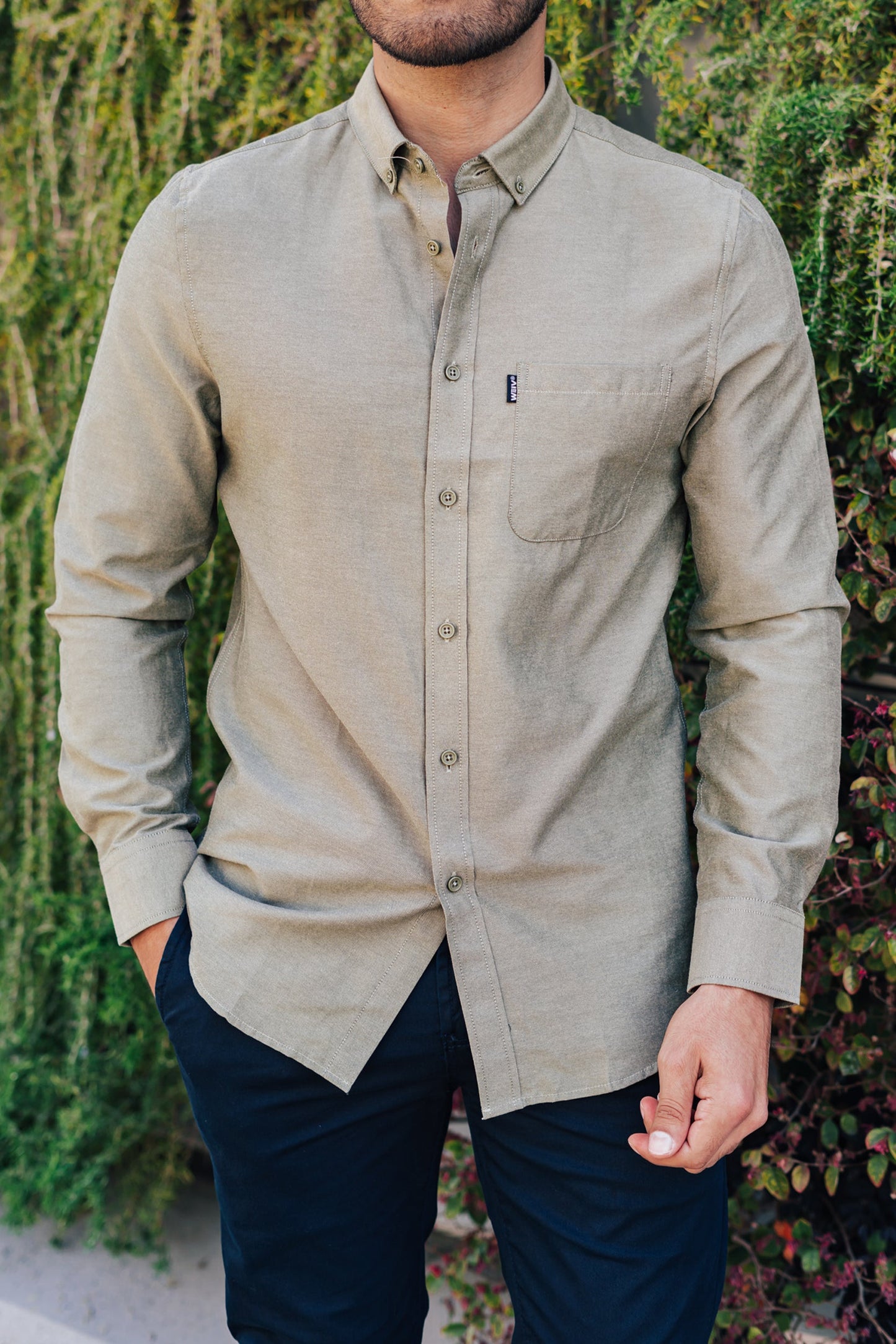 Erik Men's Long Sleeve Button Down Shirt in Green