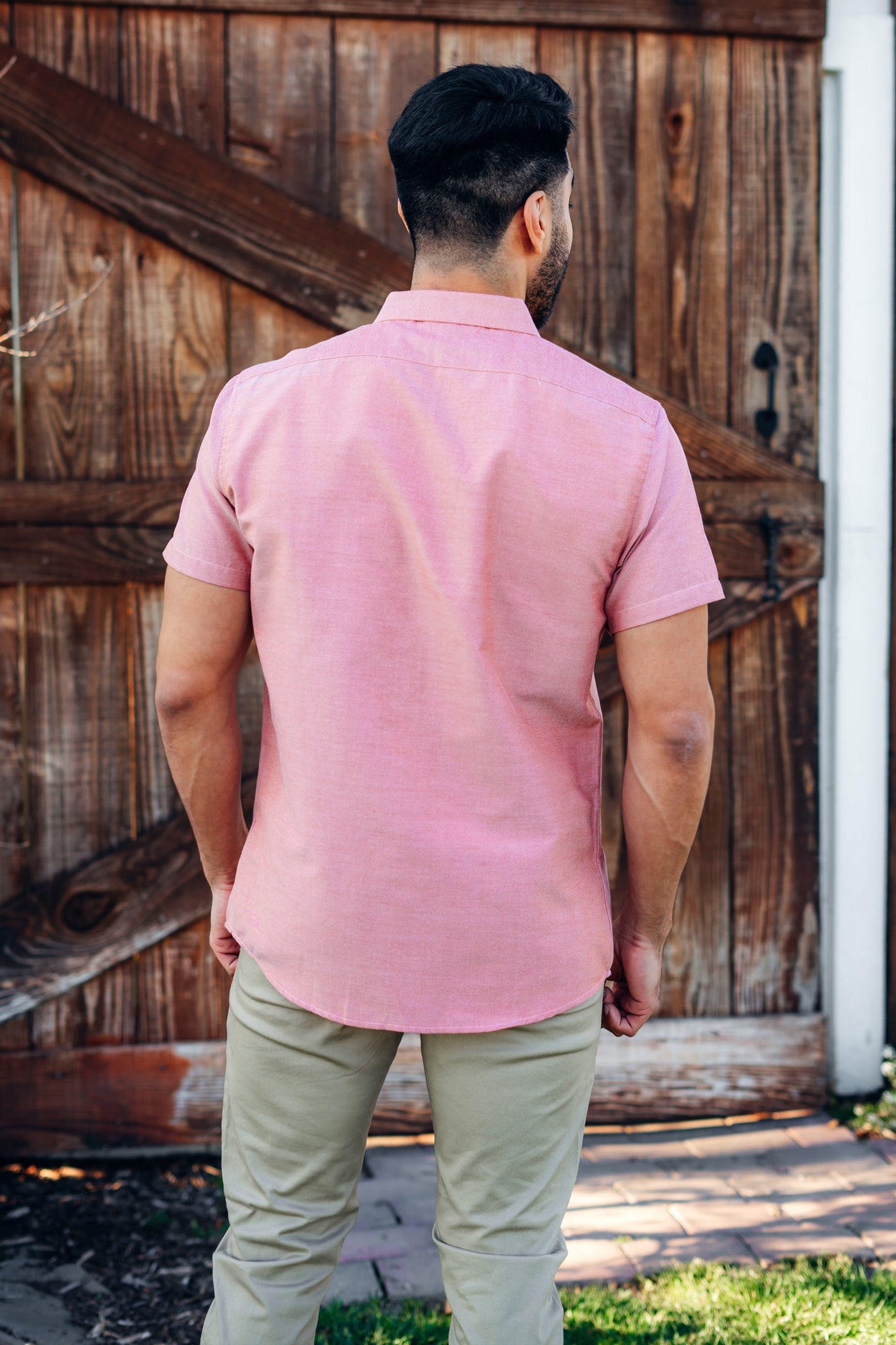 Derek Men's Short Sleeve Button Down in Rust-LAST ONE!