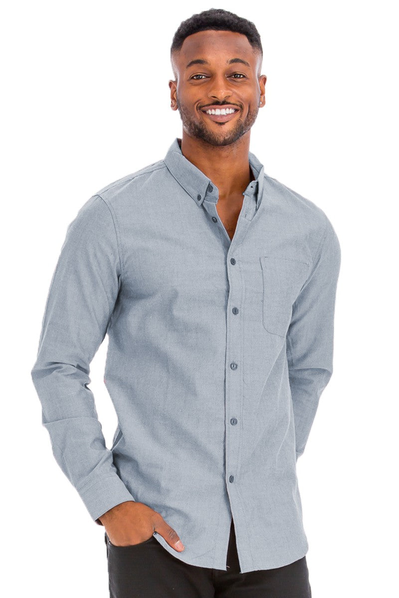 Men's Button Down Long Sleeve in Navy Blue