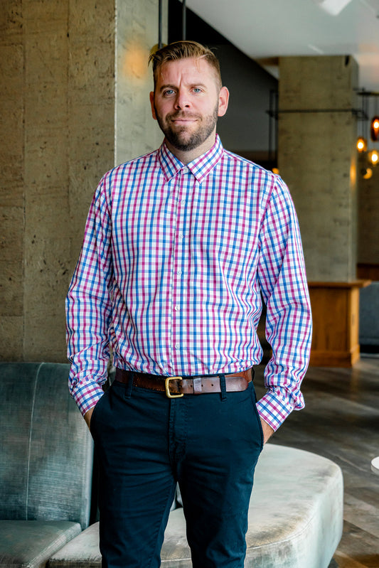 Pink Bamboo Men's Long Sleeve Button Down Shirt