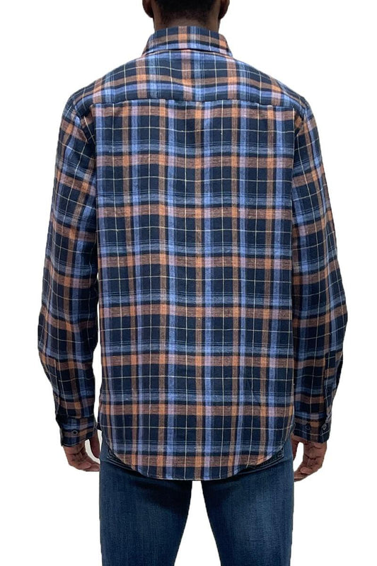 Aaron Men's Long Sleeve Button Down Plaid Flannel- LAST ONE