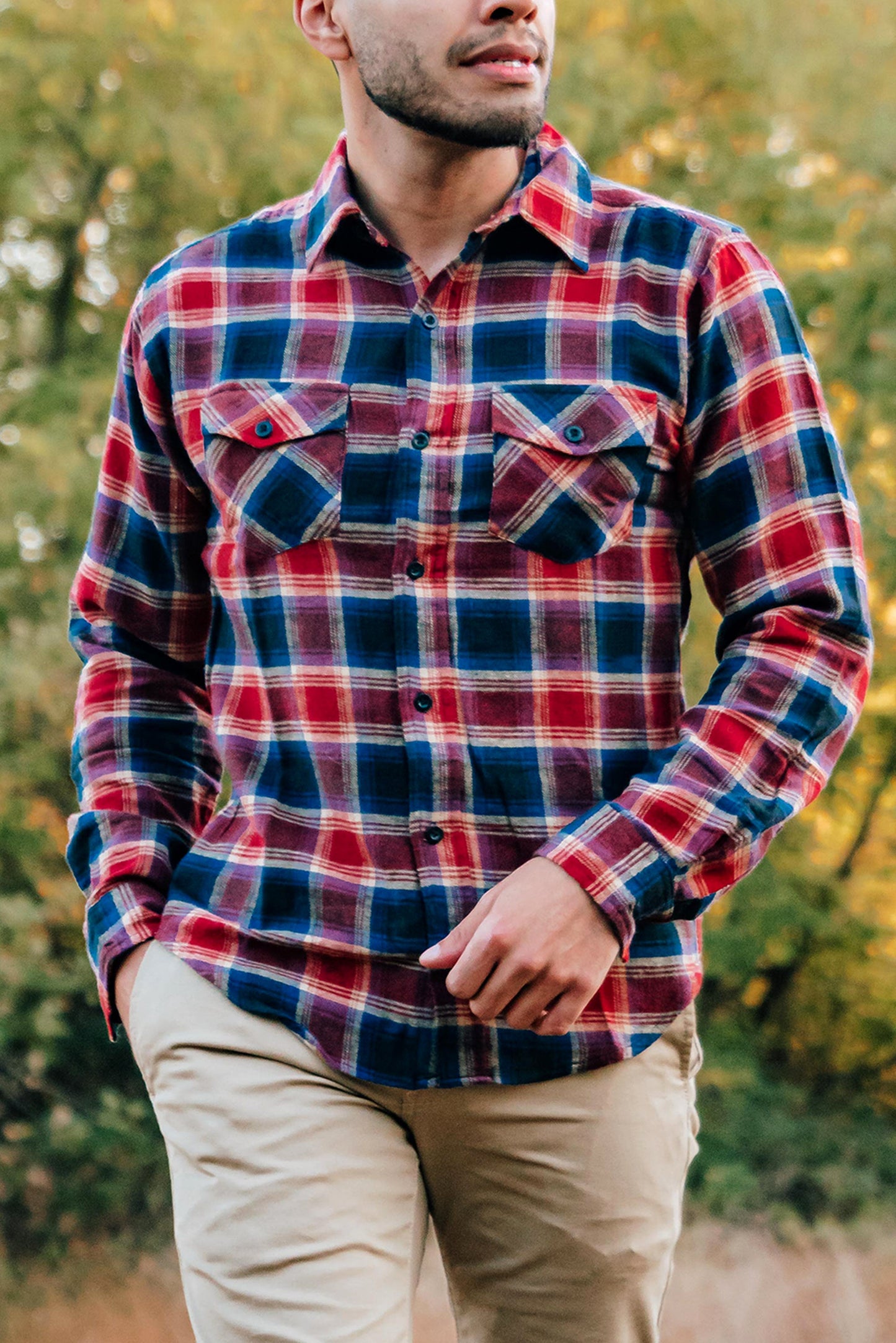 Red & Blue Plaid Men's Flannel- LAST ONE!