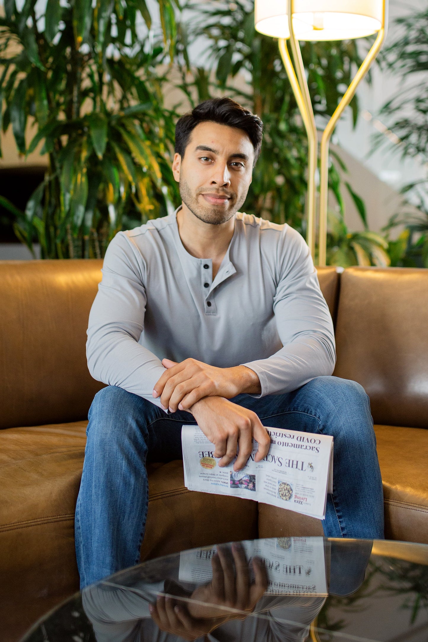 CUTS Henley Curve Hem Long Sleeve Shirt