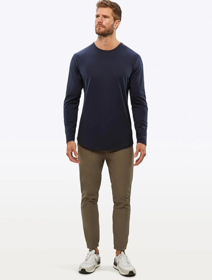 CUTS AO Long Sleeve Curve Hem Tee in Pacific Blue