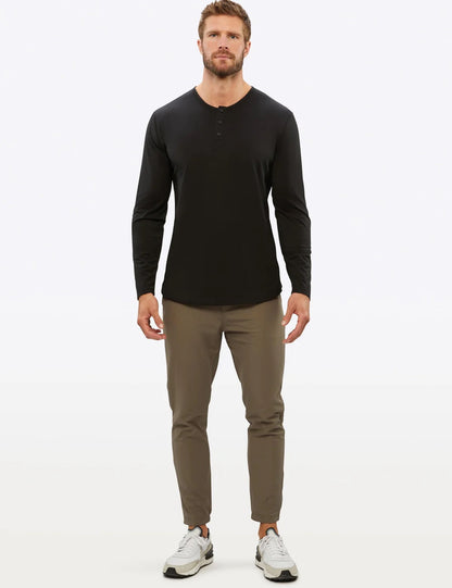 CUTS Henley Curve Hem Long Sleeve Shirt