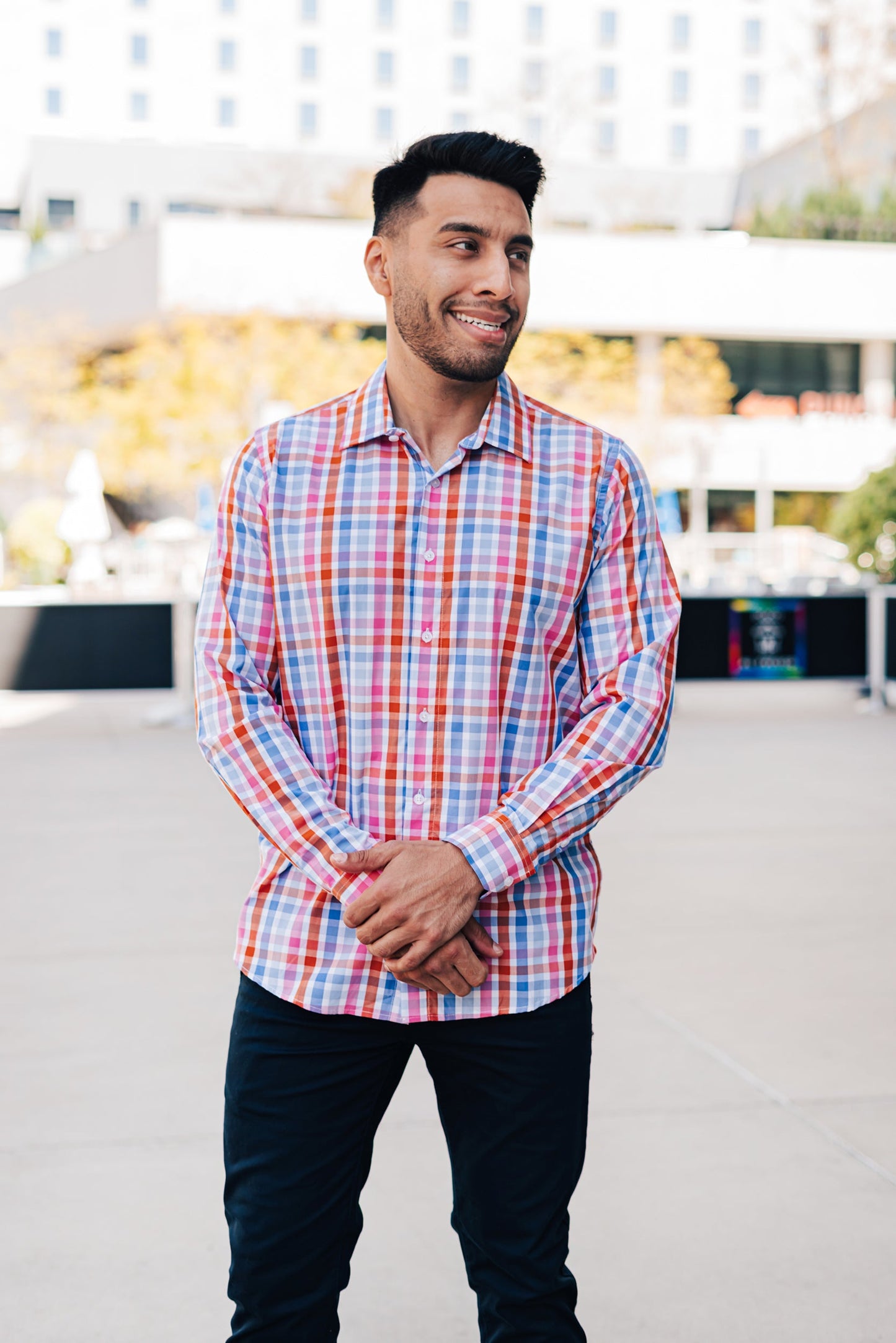 Orange Bamboo Men's  Long Sleeve Button Down Shirt