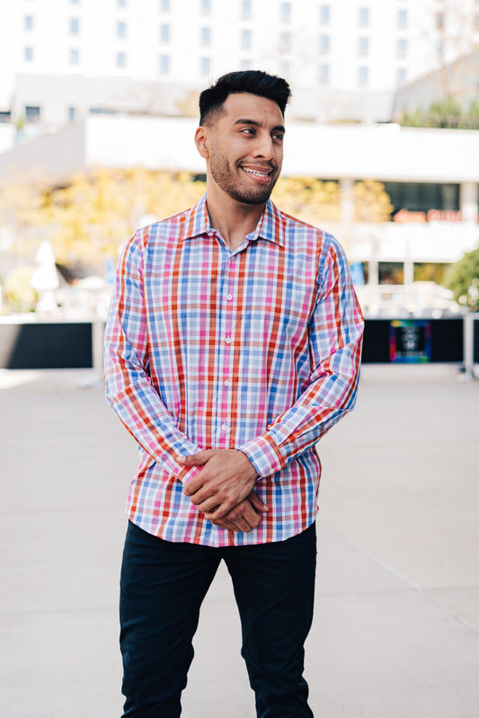 Orange Bamboo Men's  Long Sleeve Button Down Shirt