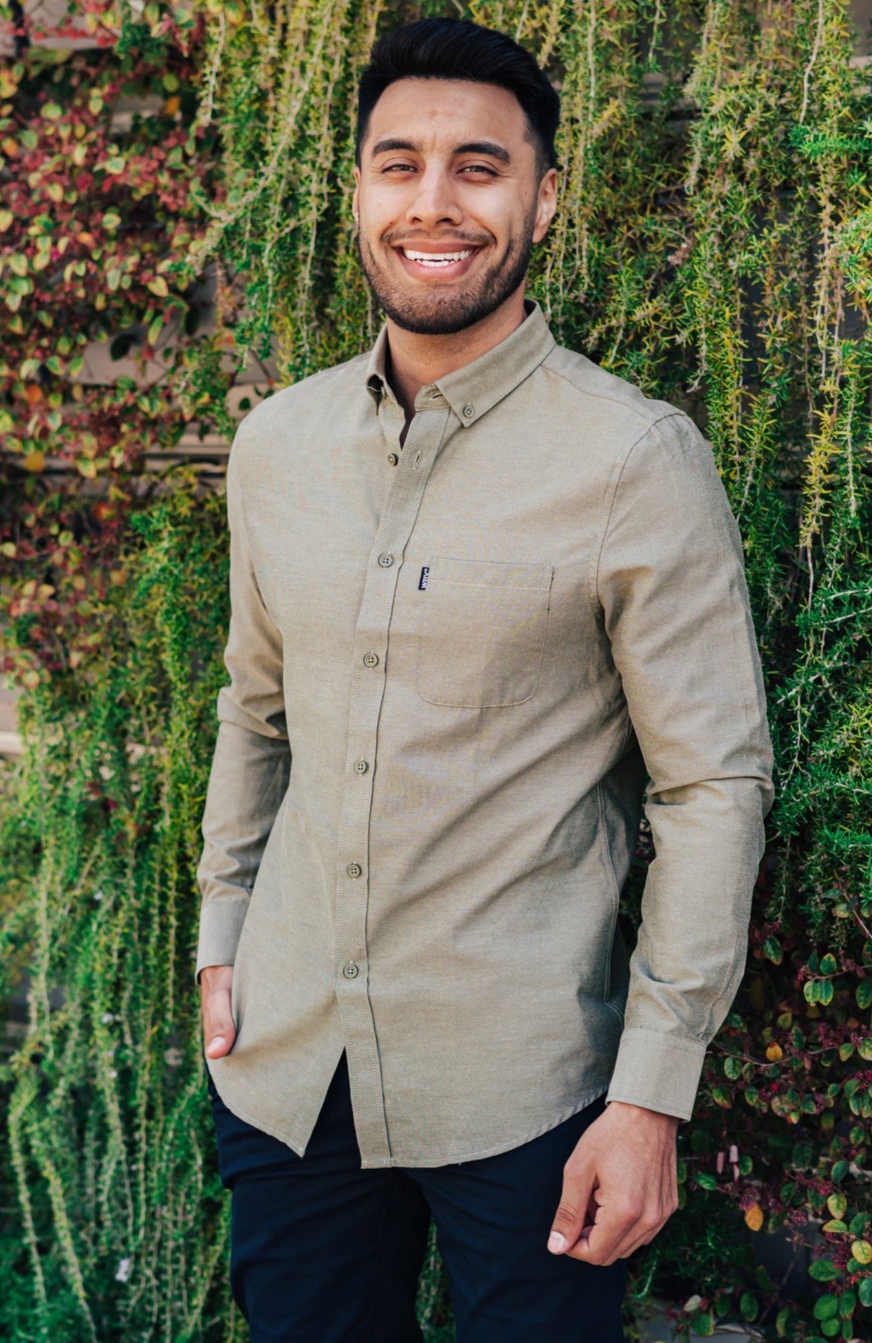 Erik Men's Long Sleeve Button Down Shirt in Green