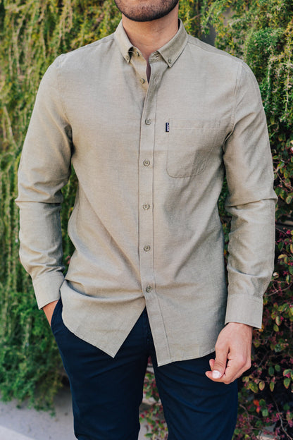 Erik Men's Long Sleeve Button Down Shirt in Green