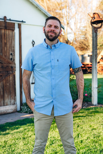 Derek Baby Blue Short Sleeve- LAST ONE!