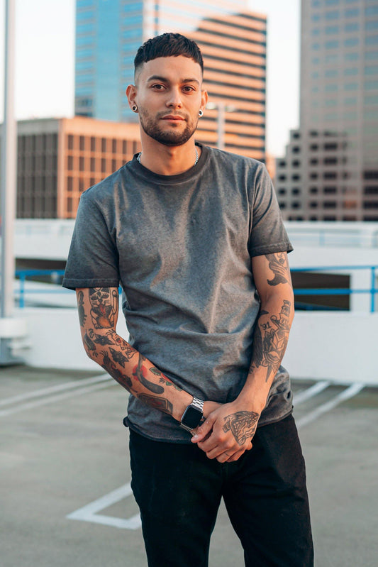 Grey Destroyed Raw Edge Tee