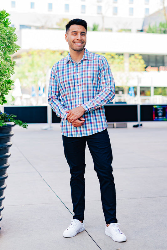 Men's Pastel Bamboo Long Sleeve Button Down Shirt