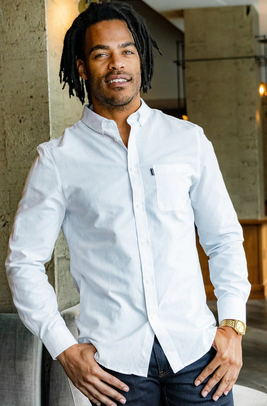 Men's Button Down Long Sleeve in White
