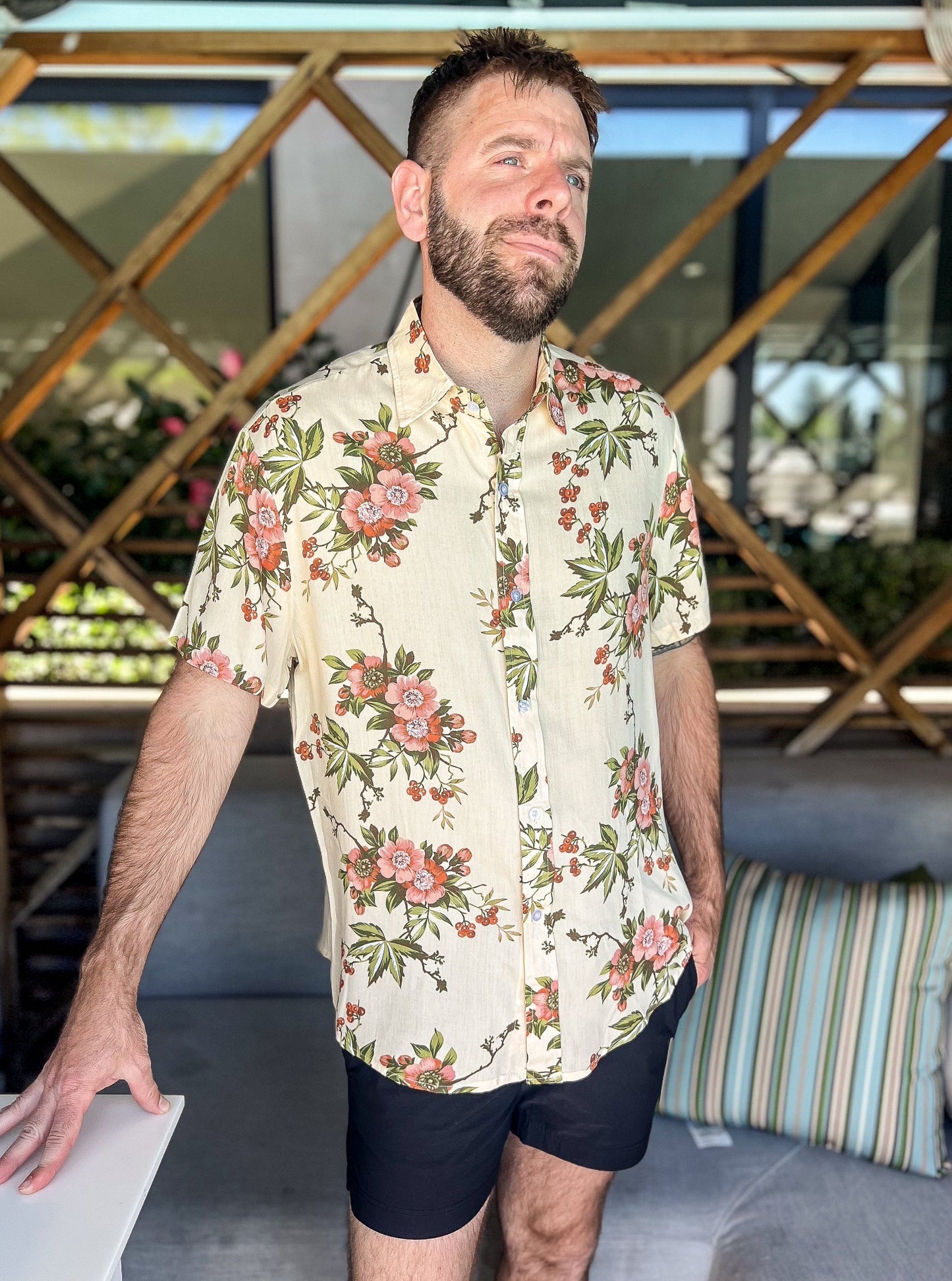 Aloha Collection: Sandy Dune Short Sleeve Button Down Shirt