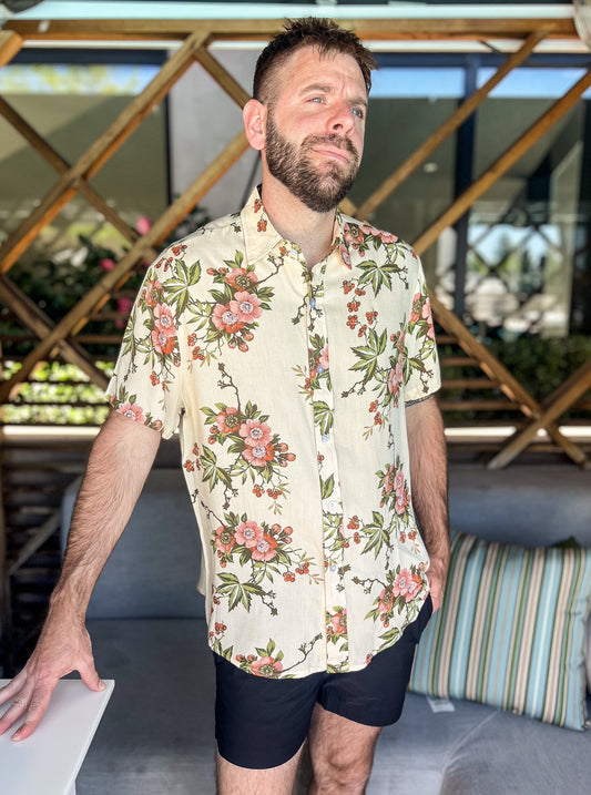 Aloha Collection: Sandy Dune Short Sleeve Button Down Shirt