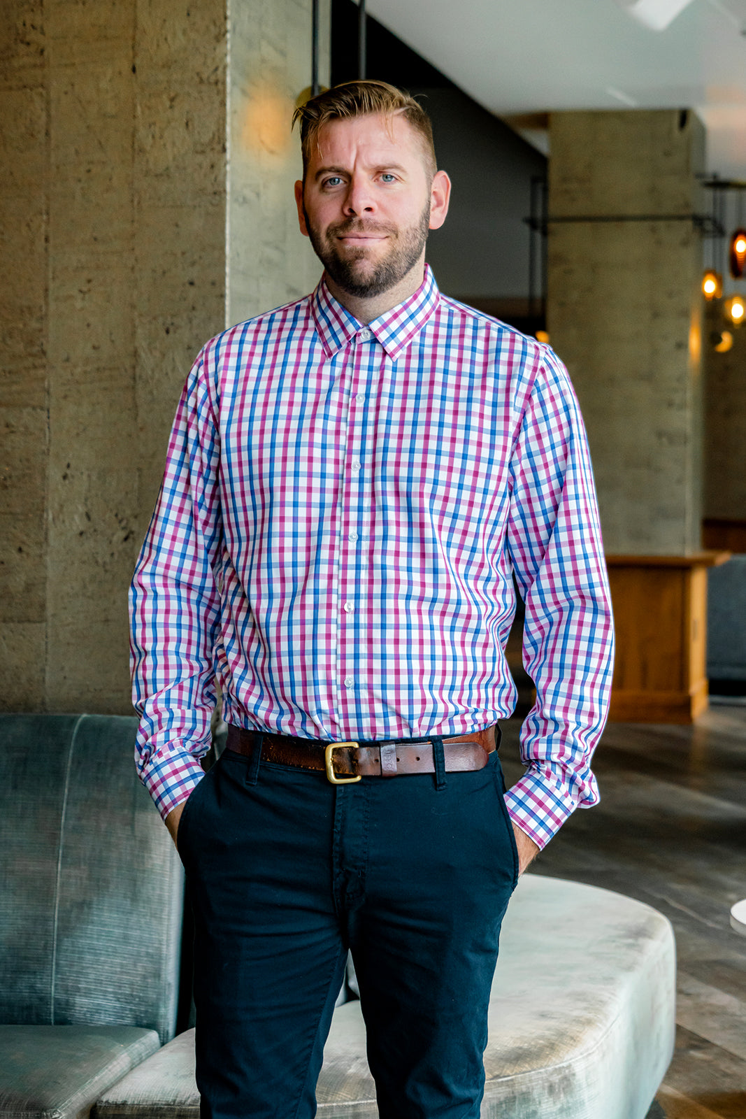 Pink Bamboo Men's Long Sleeve Button Down Shirt