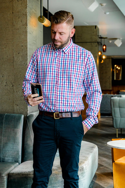 Pink Bamboo Men's Long Sleeve Button Down Shirt