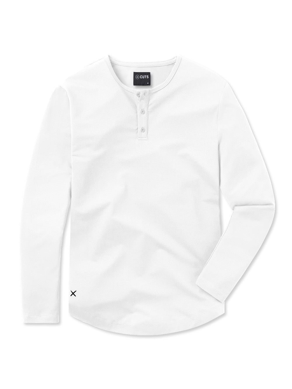CUTS Henley Curve Hem Long Sleeve Shirt