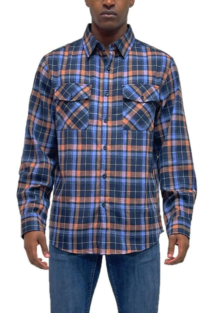 Aaron Men's Long Sleeve Button Down Plaid Flannel- LAST ONE