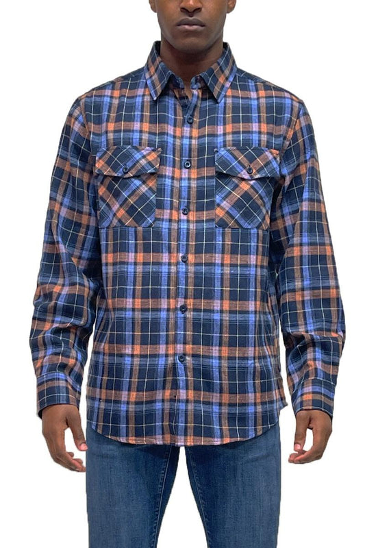Aaron Men's Long Sleeve Button Down Plaid Flannel- LAST ONE