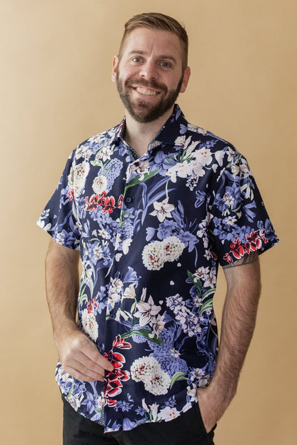 Island Lost Sense Men's Short Sleeve Button Down Shirt