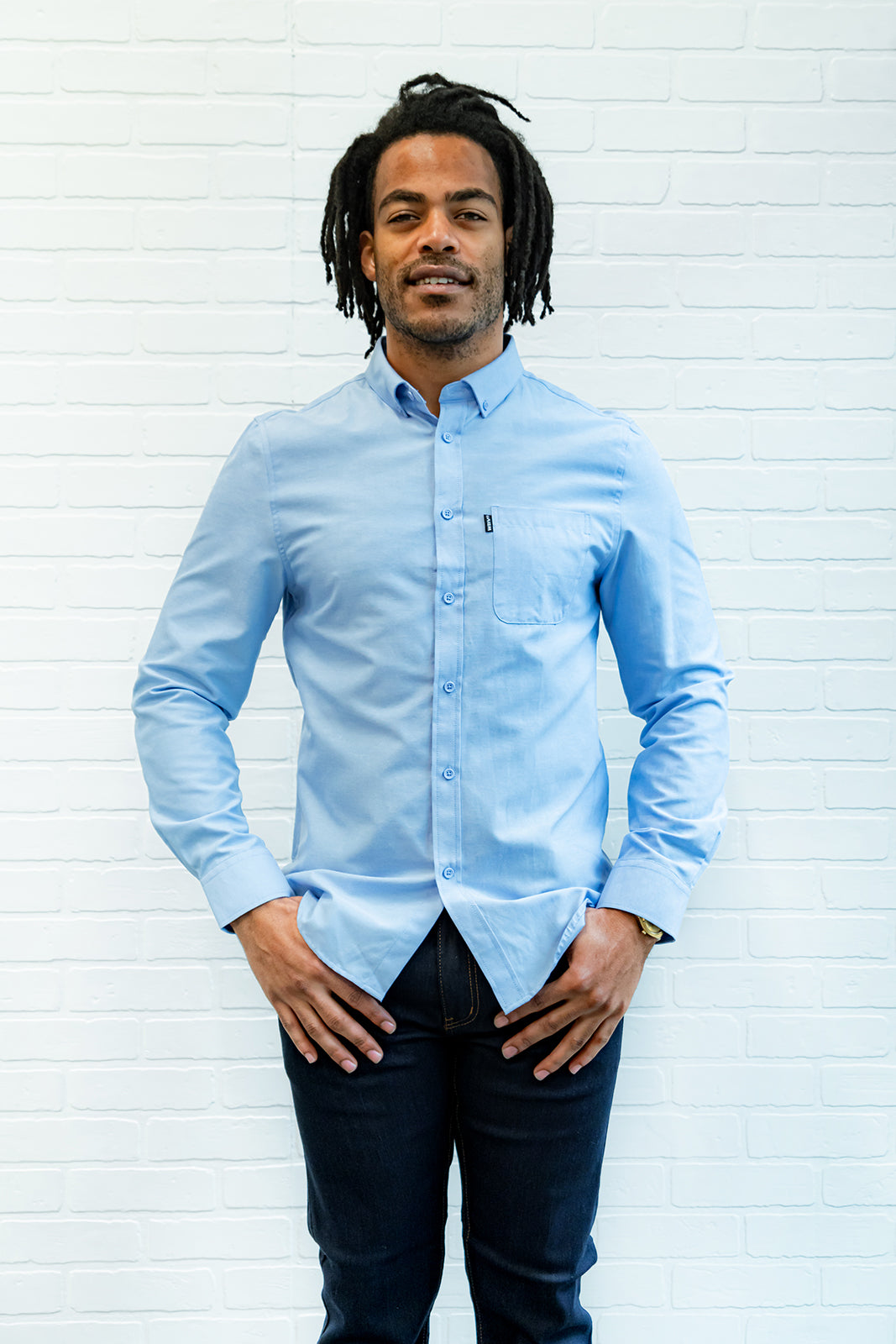 Men's Button Down Long Sleeve in Baby Blue