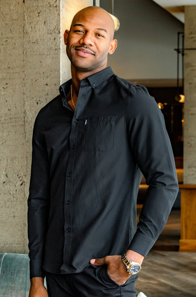 Men's Button Down  Long Sleeve in Black