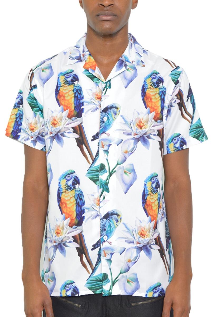 Aloha Collection: Macaw Men's Short Sleeve Button Down Shirt