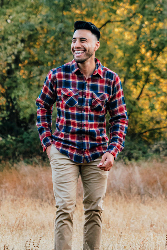 Red & Blue Plaid Men's Flannel- LAST ONE!